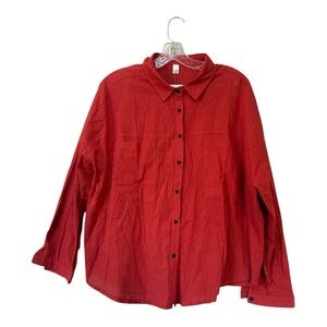 Oversized Pink Red Button-Up Shirt XXL Relaxed Fit Casual Top